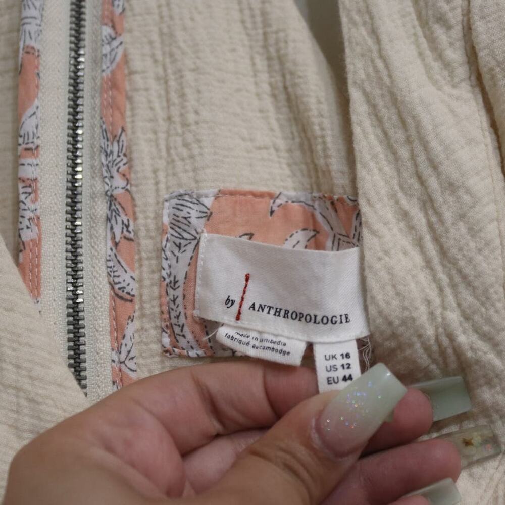 Anthropologie Cream Demi Textured Jumpsuit Sz 12 - Picture 6 of 14